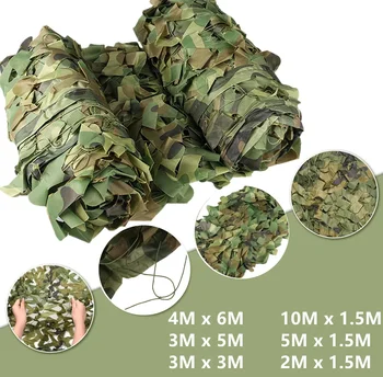 Camo Netting Hunting Camouflage Net 10Mx1.5M 4Mx6M Woodland Training Sunshade Mesh Nets for Camping Sun Shelter Car Shade Covers