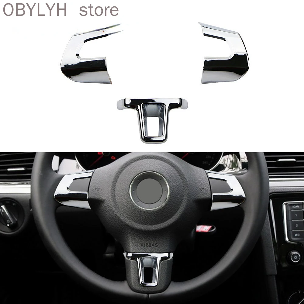 ABS Chrome Steering Wheel Cover Sticker Case for Volkswagen VW GOLF 6