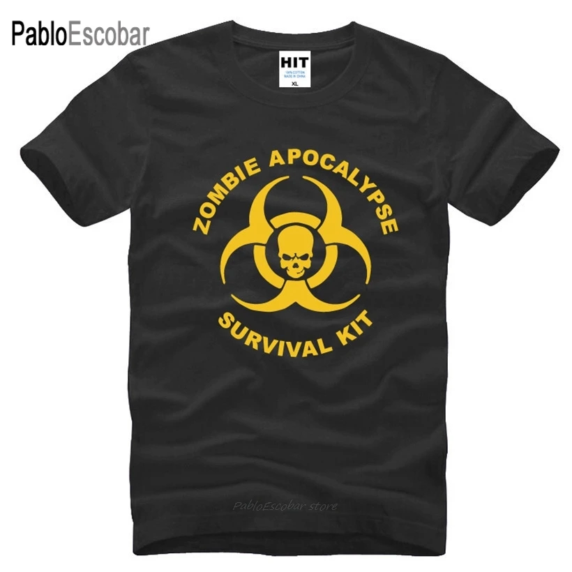 Комплект для выживания с зомби апокалипсисом, Мужская футболка с принтом черепа, модная новая хлопковая Футболка с круглым вырезом высокого качества, футболки, мужские футболки