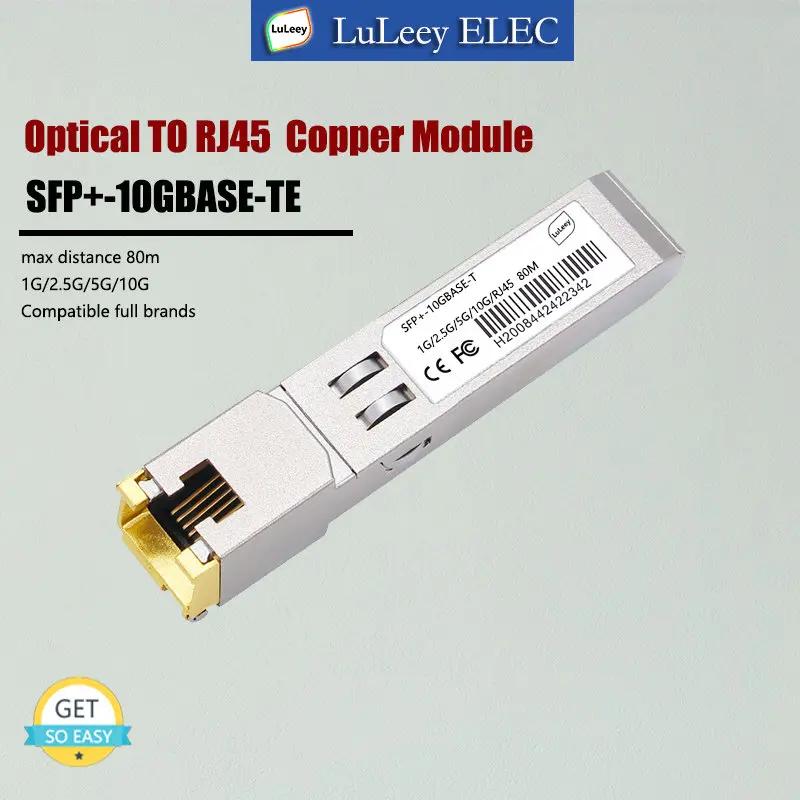 80m 10G RJ45 Copper SFP+ Module SFP+-10GBASE-TE +3.3V Adaptive 5G/2.5G/1.25G Compatible Ubiquiti Cisco Mikrotik TPLINK