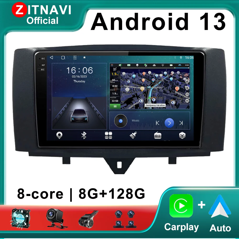 

Android 13 For Mercedes Benz Smart Fortwo 2011 - 2015 Car Radio BT Video Multimedia Player 4G Navigation GPS WIFI Autoradio SWC