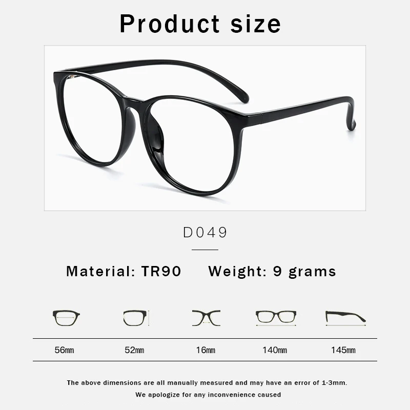 KatKani Unisex Full Rim Big Round Tr 90 Eyeglasses D049