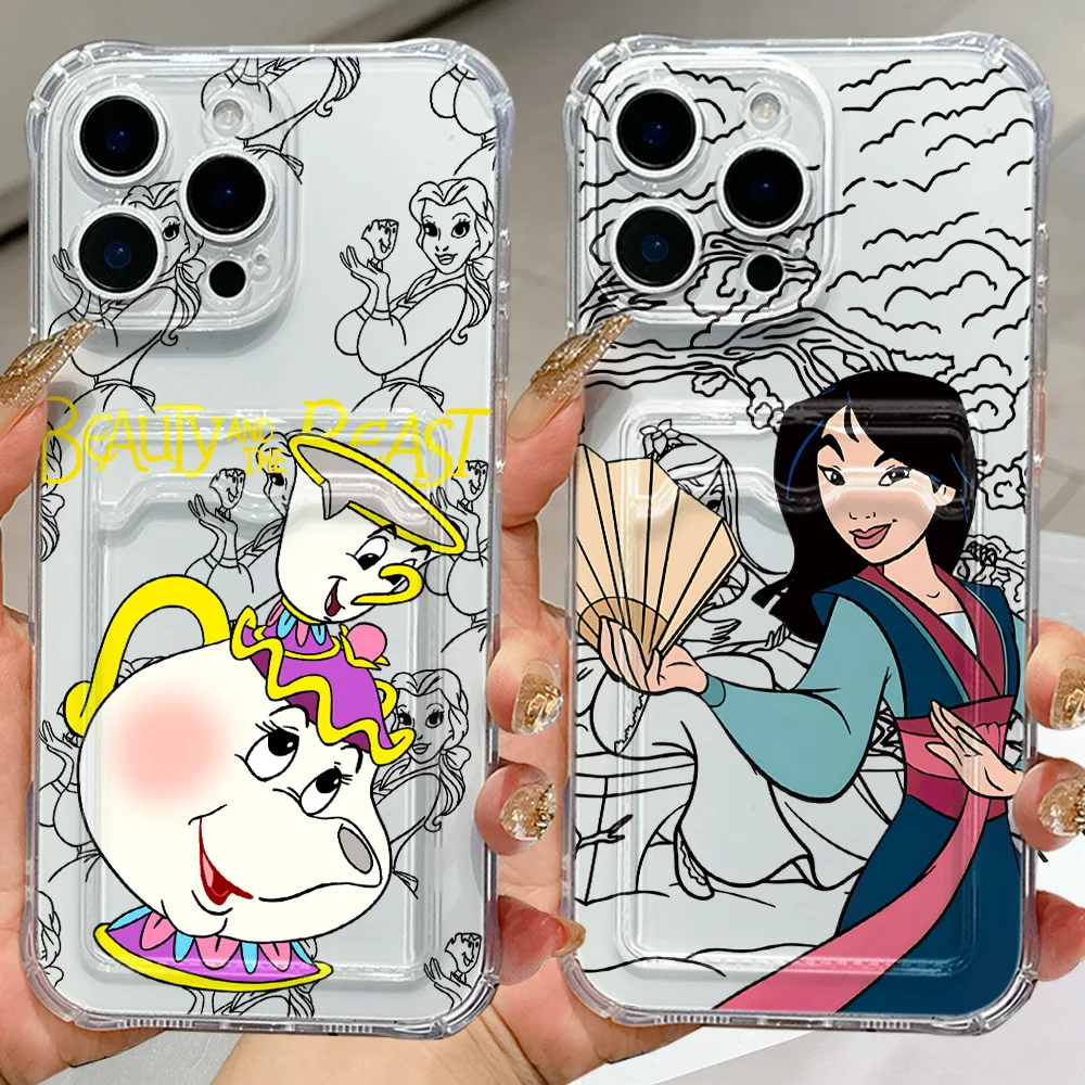 Beauty and the Beast Mulan Princess Phone Card Holder Case