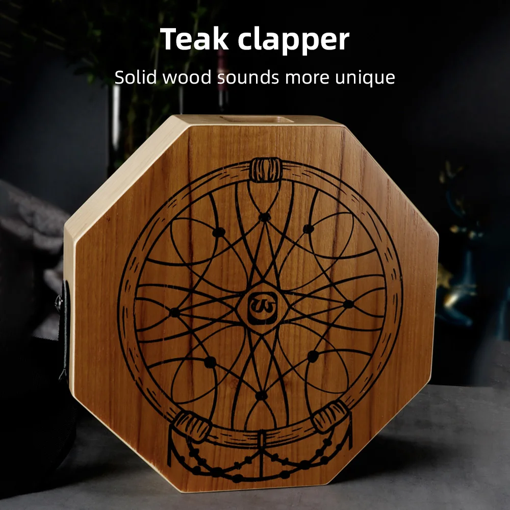 

Cajon Wooden Drum 2-tone Flat Hand Drum Log Color Percussion Instrument for Beginners