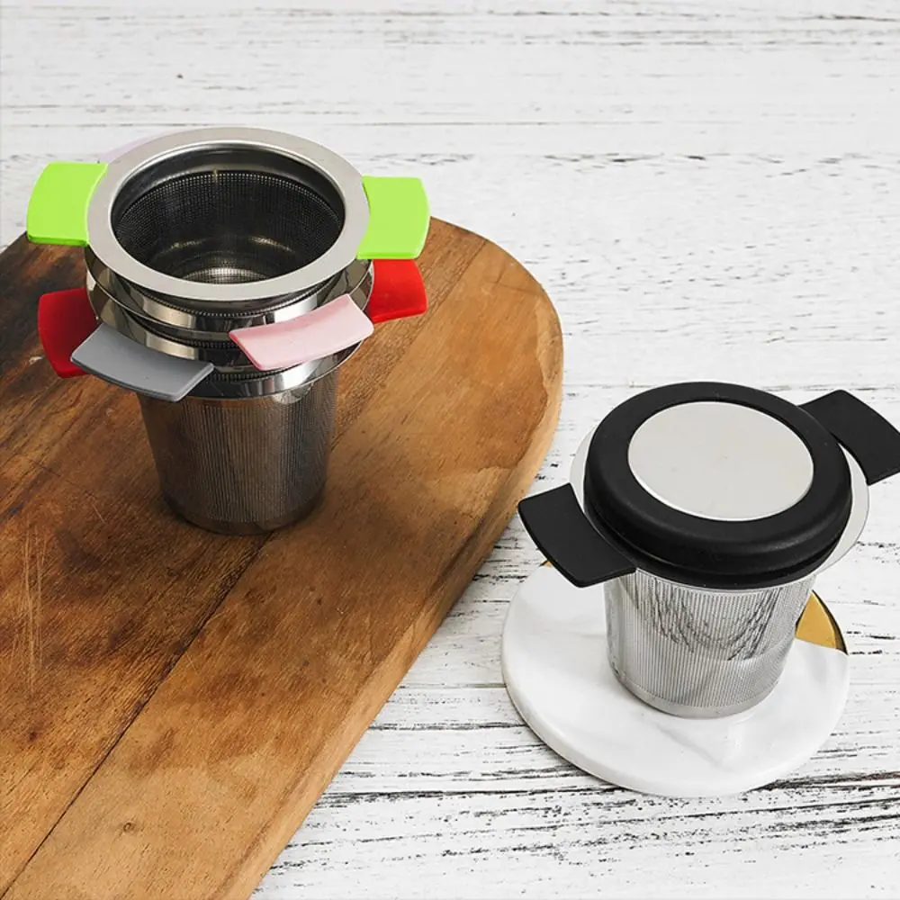 304 Stainless Steel Tea Leak Tea Strainer Double Handle Filter with Lid Infuser with Lid Teapot Cup Hanging tea infuser tea strainer tea filter