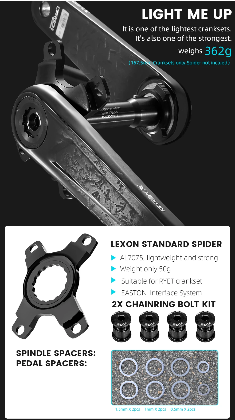 LEXON Road Full Carbon Cranksets Superlight Bicycle Cranks