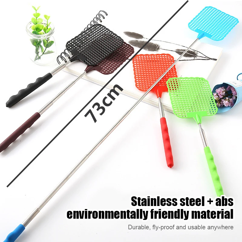 Plastic Flyswatter Adjustable Telescopic Home Long Handle Flapper Insect Killer