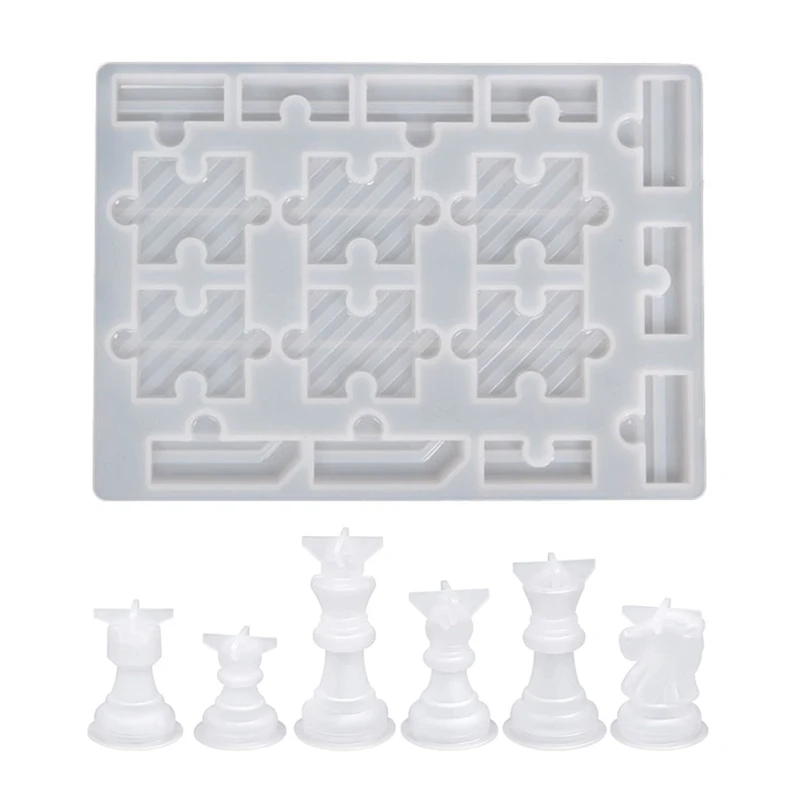 Y51E Diy Glue Mold Chess Party Leisure Puzzle Board Game Checkers Board Crystal Epoxy Mold for Resin Crafts Making