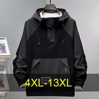 Extra grande taille 13XL hommes à capuche à capuche demi-fermeture éclair Winderbreaker mâle Cargo veste surdimensionné grand 5xl 6xl 7xl 8xl 10XL manteau 3