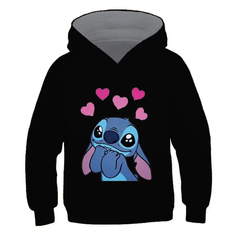 New 2022 Stitch Hoodie Kids 1-16 Years Clothes Stitch Hoodie Suitable Baby Girl Long Sleeve Antumn Stitch Pullover Sweater