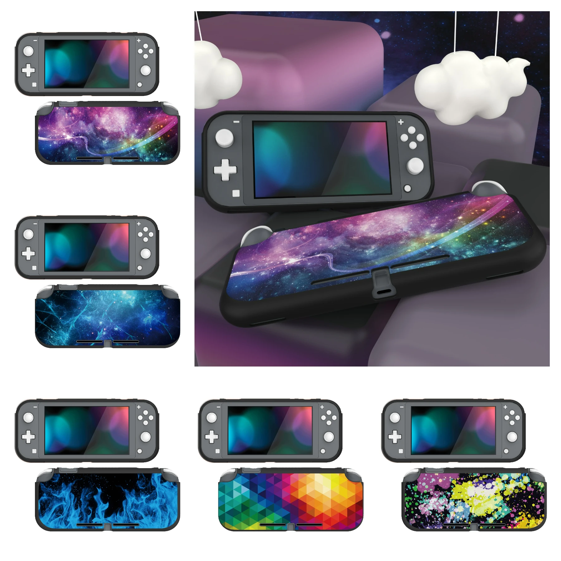 

PlayVital Custom Protective Case Soft TPU Slim Case Cover for Nintendo Switch Lite - Starry Sky & Colorful Series