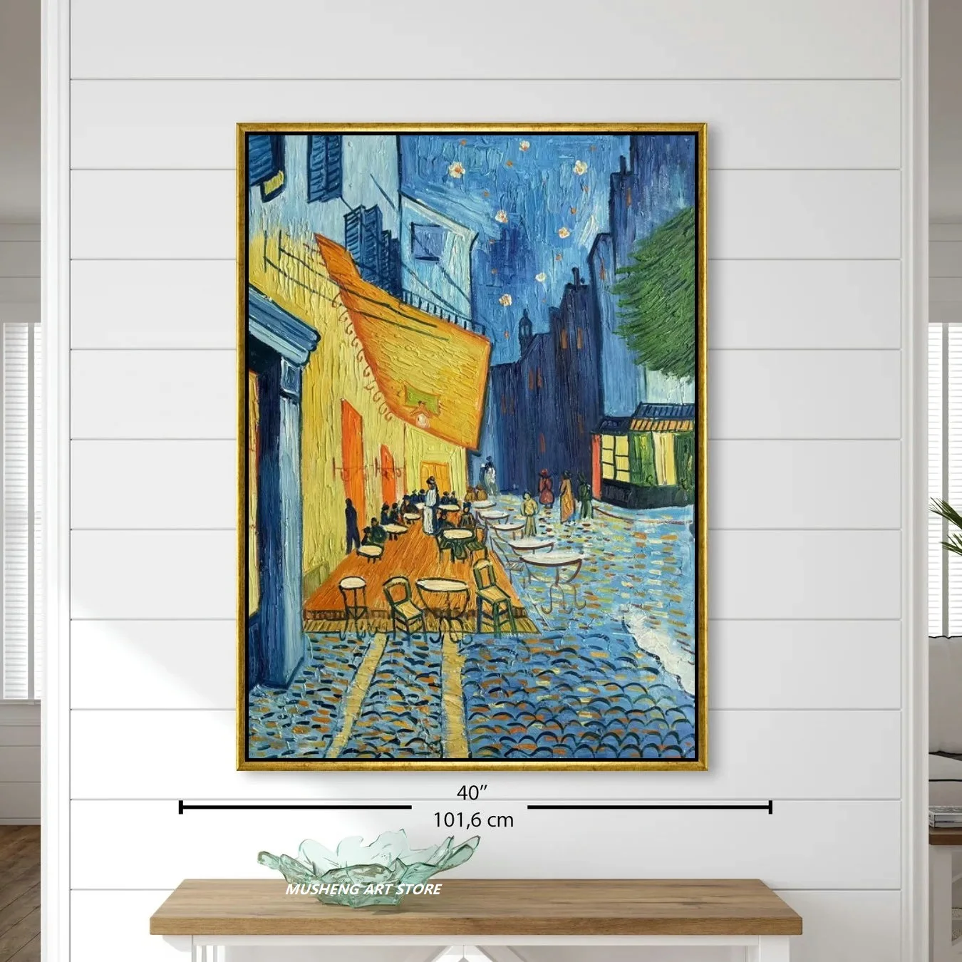 

Handmade Van Gogh Famous Oil Painting Reproduction on Canvas Cafe Terrace at Night Wall Art for Dining Room Entrance Decoration