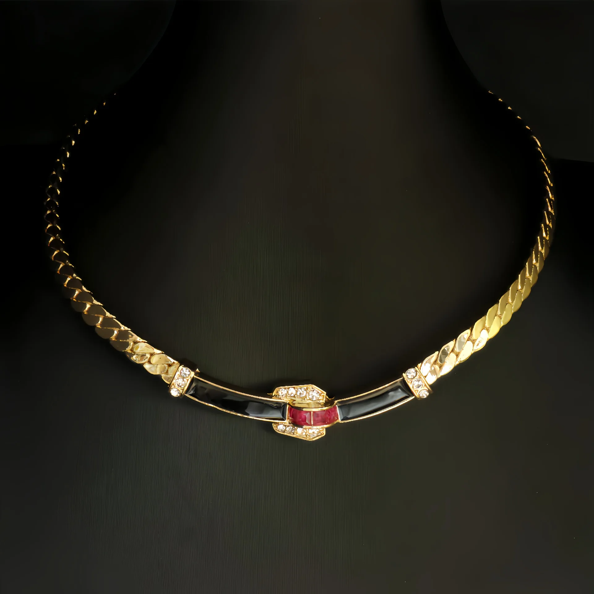 S9e16a49458f94ffa908ddf90b2f9b7911 Fashionable Retro Style Enamel Drop Glazed Copper Chain Inlaid With Zircon Short Banquet Party Elegant Necklace Mallzona