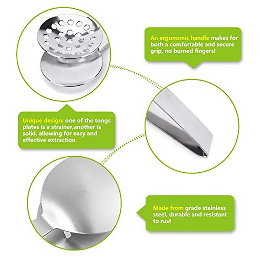 1pcs Stainless Steel Tea Bag Squeezer Tongs Strainer Grip Round Tea Bag Squeezer for Kitchen Tool Lemon Slice Clip