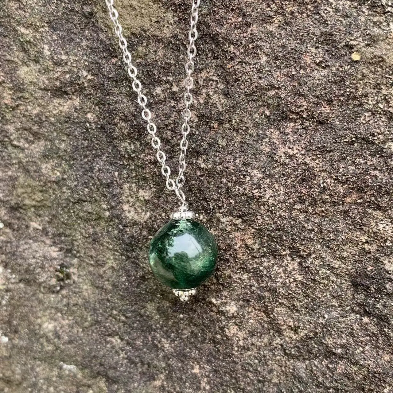 10MM Natural Rare Green Lepidolite Monet Garden Pendant Necklace Fine Jewelry Stones Healing Energy Gift Lucky Jewelry