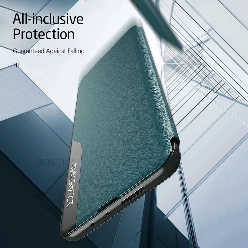 Leather Magnetic Smart Window Flip Case with Enhanced View