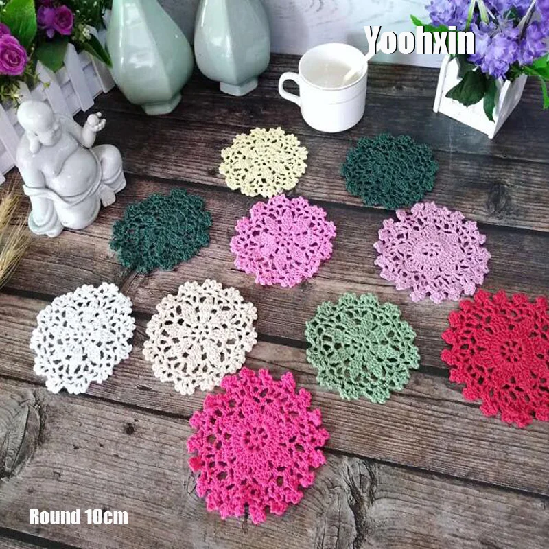 

2024 New Luxury Cotton Placemat Cup Coaster Mug Kitchen Drink Table Place Mat Cloth Lace Crochet Tea Dish Doily Handmade Pot Pad