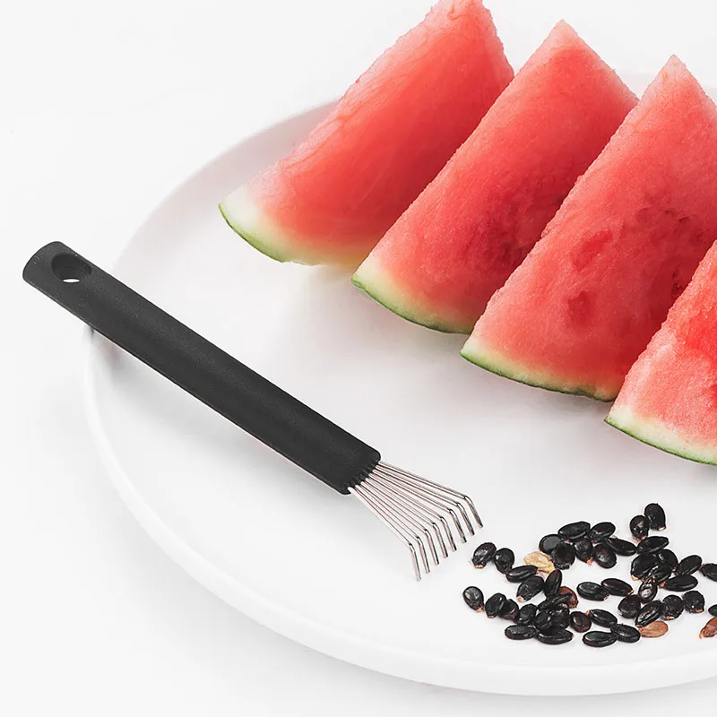 Portable Watermelon Seeding Removal Tool Stainless Steel Manual Fruit Deseeding Tool Silicone Handle
