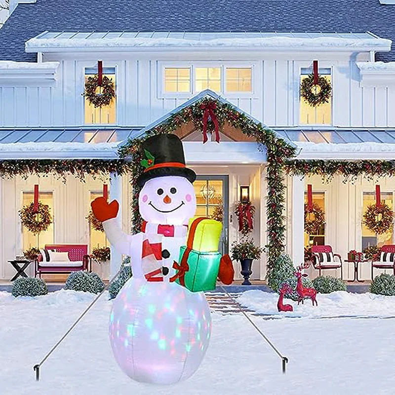 

Christmas Inflatables Outdoor Decorations, Inflatable Baseball Snowman Blow Up Yard Decorations, Colorful LED Lights, 5FT