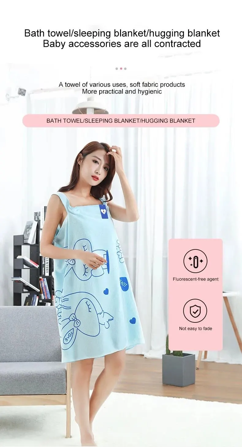 Description Picture 5 of itemWearable Bath Towel Love Rabbit Increase Thickened Adult Women Wipe Chest Bath Skirt Absorbent Sweat Steam Skirt Sauna