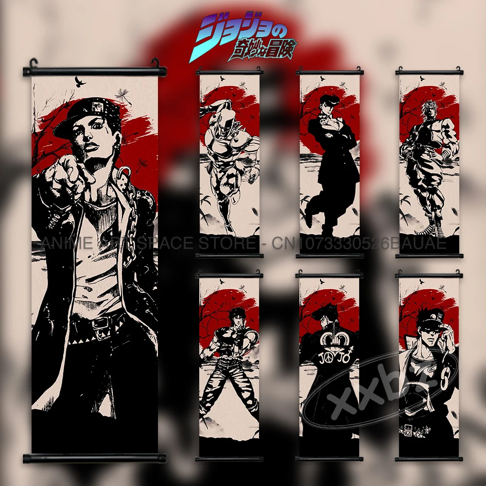 JoJo's Bizarre Adventur hängende Gemälde, Wandkunst, Schriftrollen, Bilder, Drucke, Zuhause, Anime-Poster, Leinwand, Wohnzimmer-Dekoration