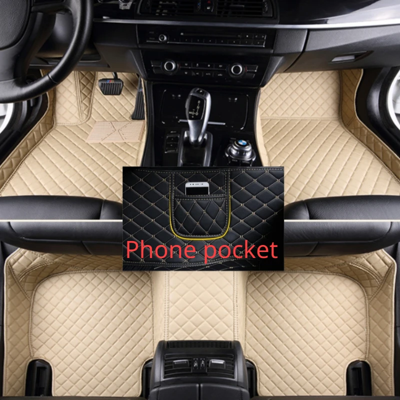 

Custom Car Floor Mats for Porsche Panamera 5 Seat 2017-2022 Years Phone Pocket Carpet Interior Car Accessories