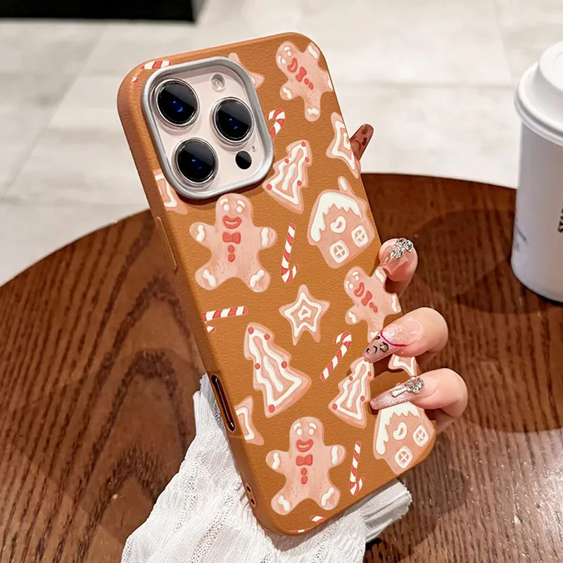 Elegant Leather Texture Christmas Santa Elk Shockproof Case - Solid Color Cover