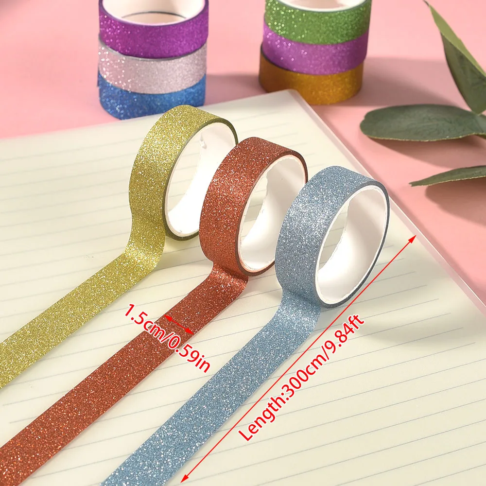 50 Rolls Random Design Glitter Washi Masking Tape Set Decorative Craft Tape Collection for DIY and Gift Wrapping 6