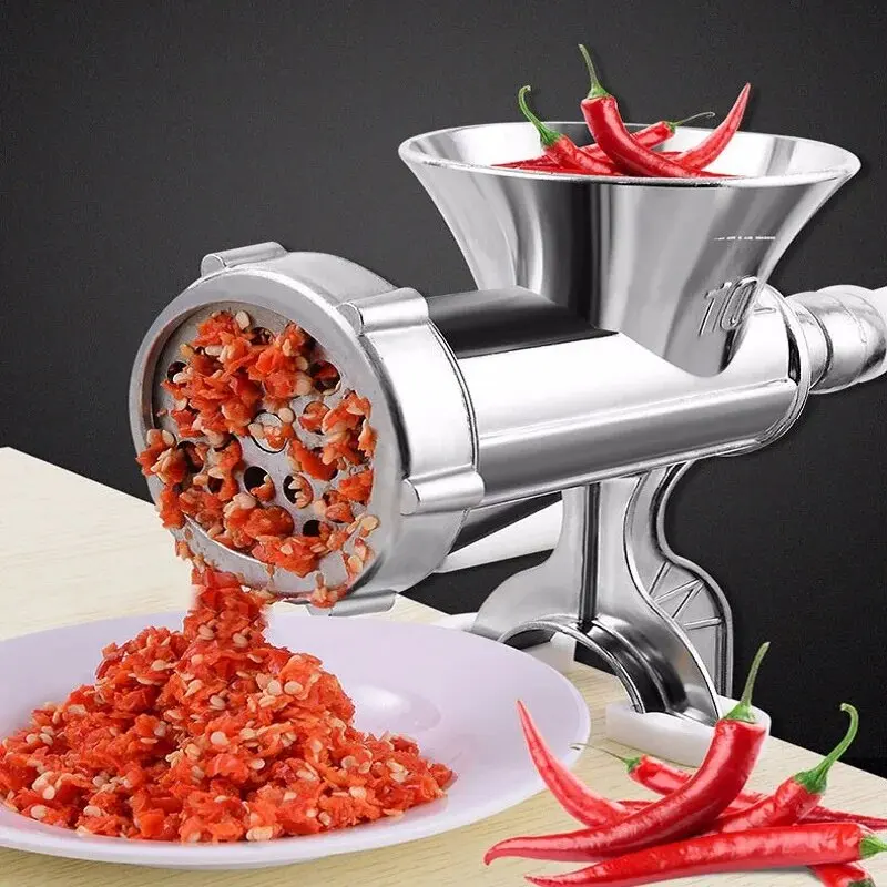Description Picture 2 of item1PC Manual Meat Grinder Silver Aluminum Alloy Powerful Home SausageVegetable Chopper Pepper Kitchen Appliances
