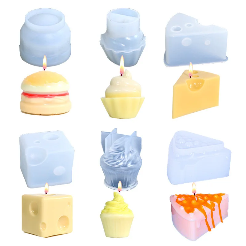 DIY Candle Epoxy Silicone Mold Burger Ice Cream Candle Ornaments Decoration Resin Silicone Mold For Aromatherapy Plaster Making