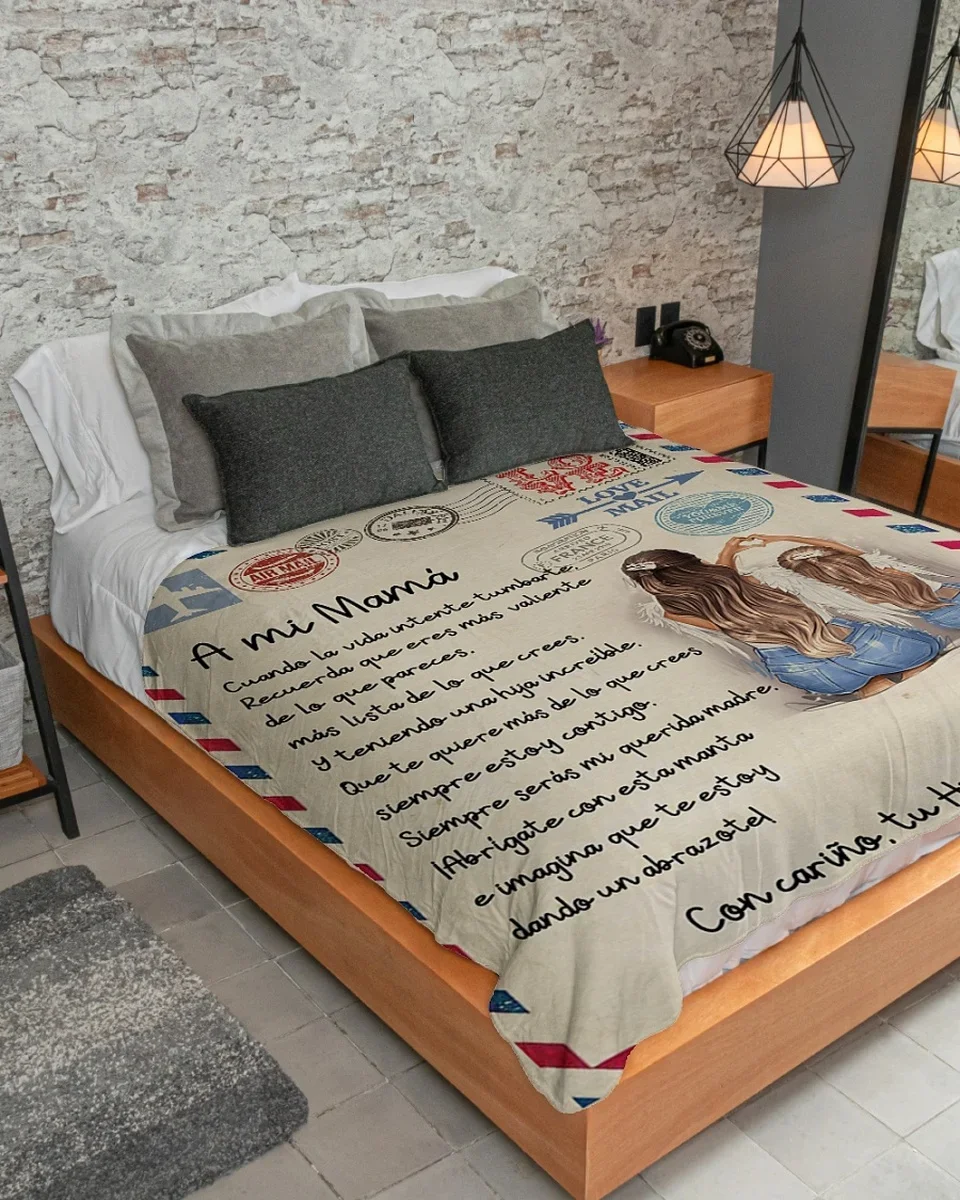 POR AVION CARTA A MI MAMA CON CARIÑO TU HIJA| Comfortable high-quality fleece Sherpa woven blanket 4