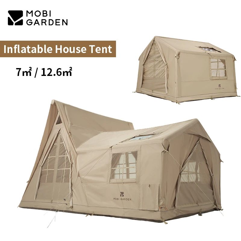 MOBI GARDEN Outdoor Camping Air Tent 7/12.6㎡ Cloud 7 Villa Portable Inflatable Tent Large Space Family House Winter Hut Cabin 4