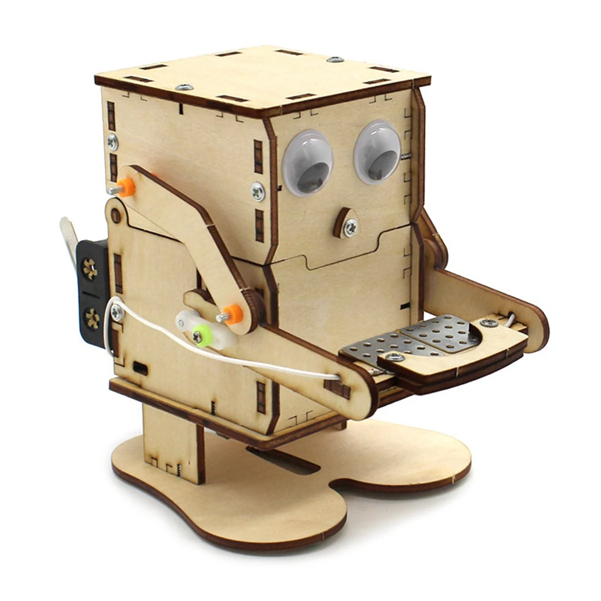 Robot Eating Coin Wood DIY Model Teaching Learning Stem Project Kit for Kid Science Experiment Wooden Assembly Kit 4