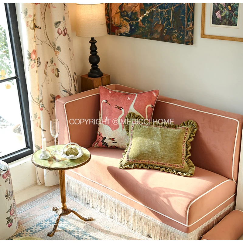 Medicci Home GG Style Inspired Dancing Crane Decorative Cushion Cover High Grade French Retro Pillow Case 45x45cm For Sofa Couch