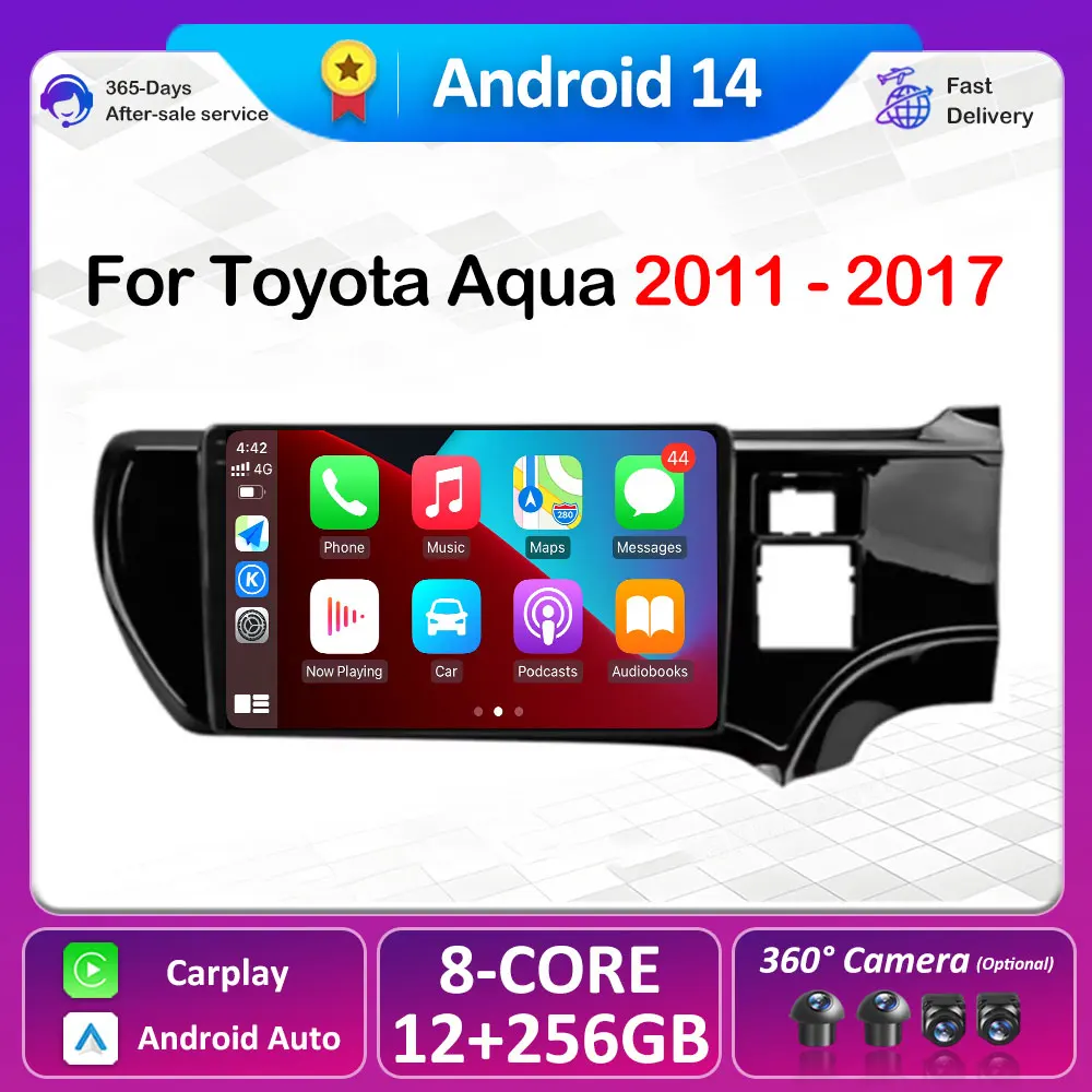 Android Auto Wireless Carplay For Toyota Aqua 2011 2012 2013 - 2017 Bluetooth Car Multimedia Video Radio Player Accessories WIFI