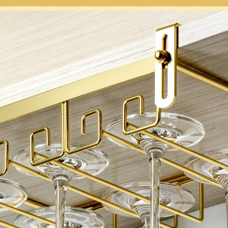 Wine Glasses Holder Bartender Stemware Hanging Rack Under Cabinet Stemware Organizer Glass Goblet Iron Rack Bar Tool, 1Pc