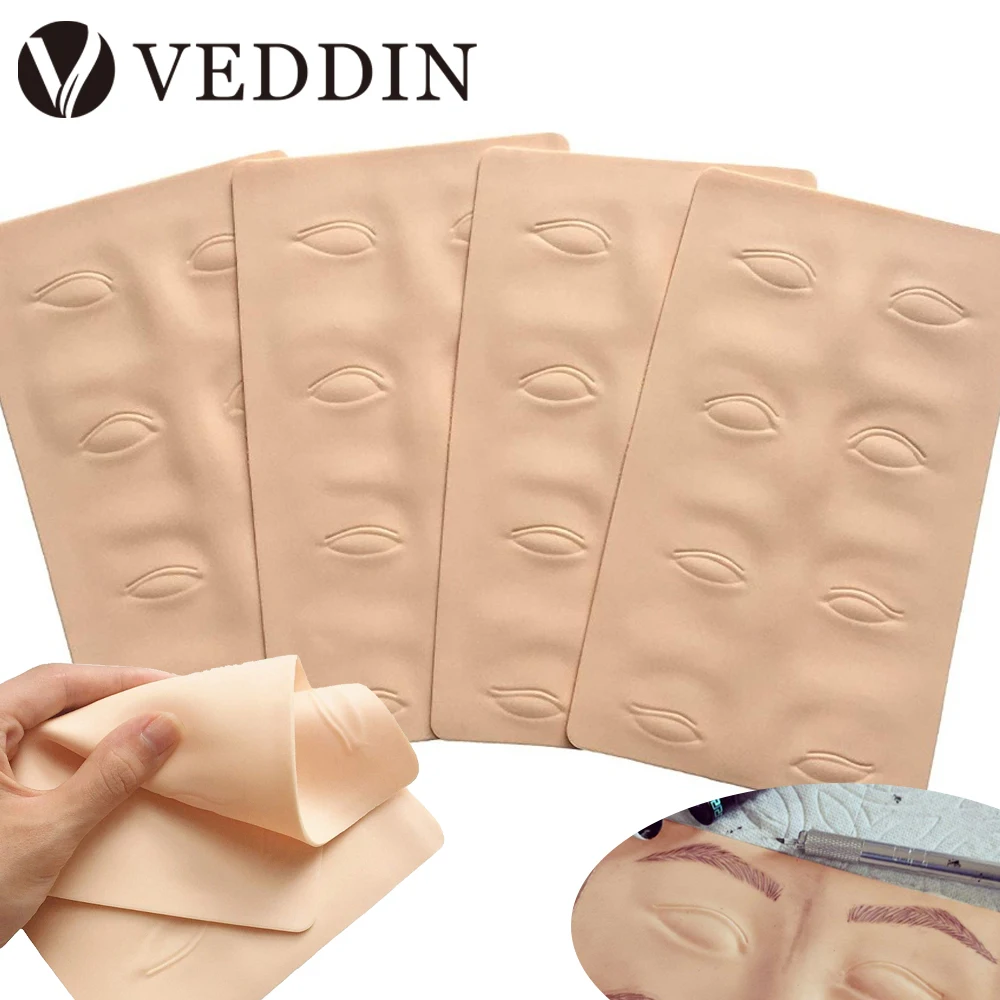 

3D 4/10PCS Microblading Cosmetic Silicone Practice Skin for Eyebrow Eyeliner Tattoo Makeup Training for tattoo supplier