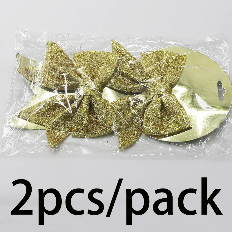 (2 Pcs/bag) 12.5cm Christmas Bow New Year's Cute Pearl Cotton Sequin Bows Headband Decoration Holiday Celebration DIY Production