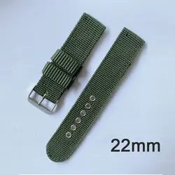Nylon Weaving Adjustable Sport Watch Band - Braided Loop Bracelet Accessory - 20mm (Army green)