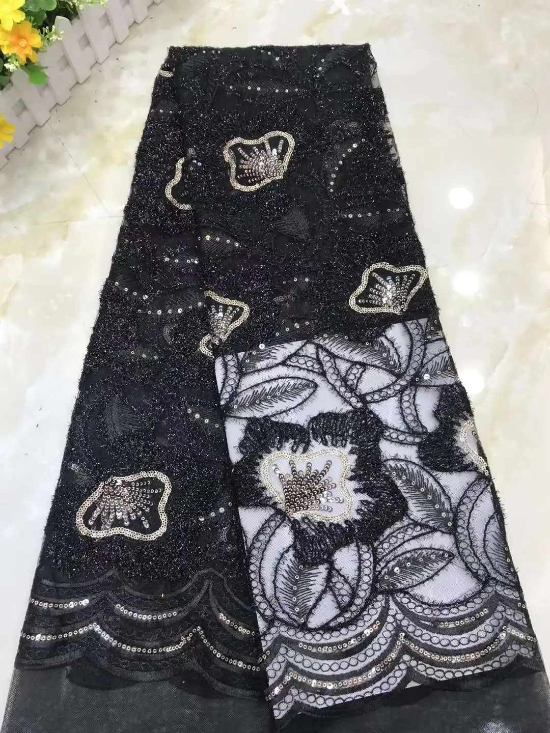 

Tube Multicolor French Mesh Lace Fabric Nigerian Style Tulle Embroidery Sewing Accessories Design DIY Wedding Dress Skirt Cloth