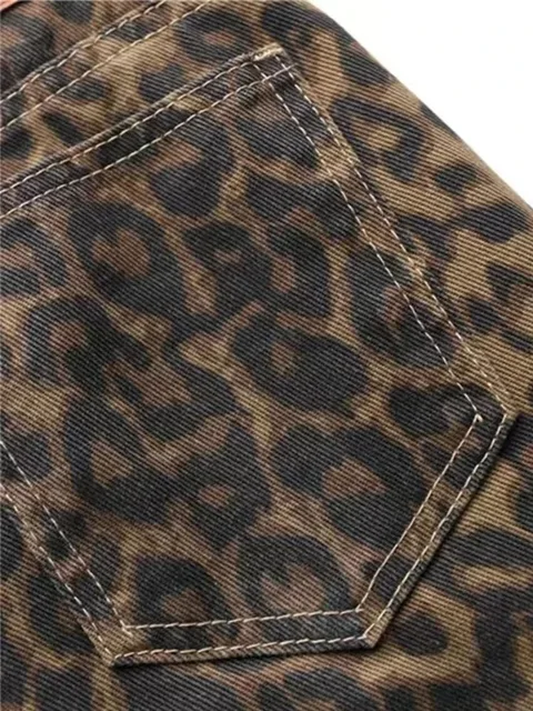 Tan léopard jean femmes Denim pantalon femme surdimensionné jambe large pantalon Streetwear Hip Hop Vintage vêtements ample décontracté 6