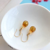 Boucles d'oreilles classiques en cristal jaune à facettes pour femmes, artisanat stéréoscopique, goutte d'eau, breloque, bijoux de fin de rêve, banquet 5
