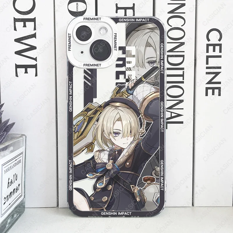 thumbnail image 1 of Funda Genshin Impact Furina Charlotte Neuvillette Lyney Wriothesley NAVIA para iPhone 15 Pro Max 14 Plus 13 Mini 12 11, cubierta suave, 1 of 5