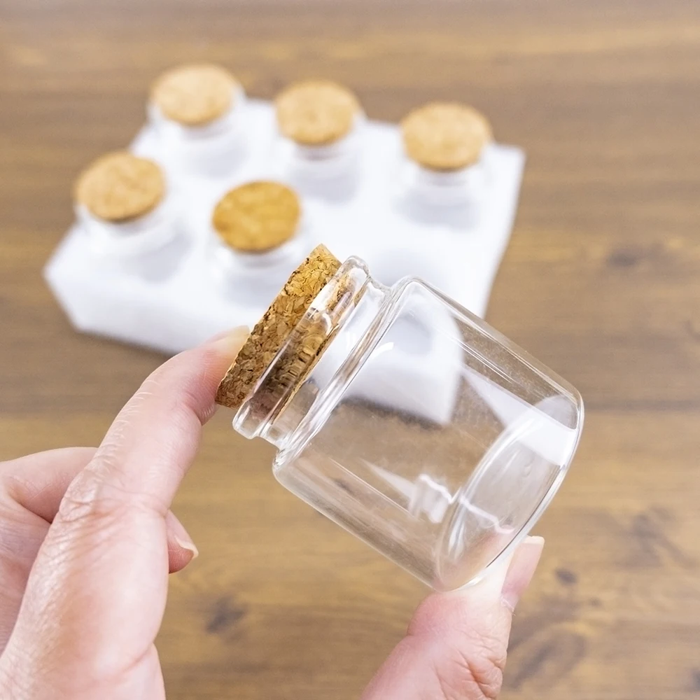 6/24pcs 50ml 47x50x33mm Wishing Glass Bottles Cork Tiny Cork Transparent Glass tube Decoration