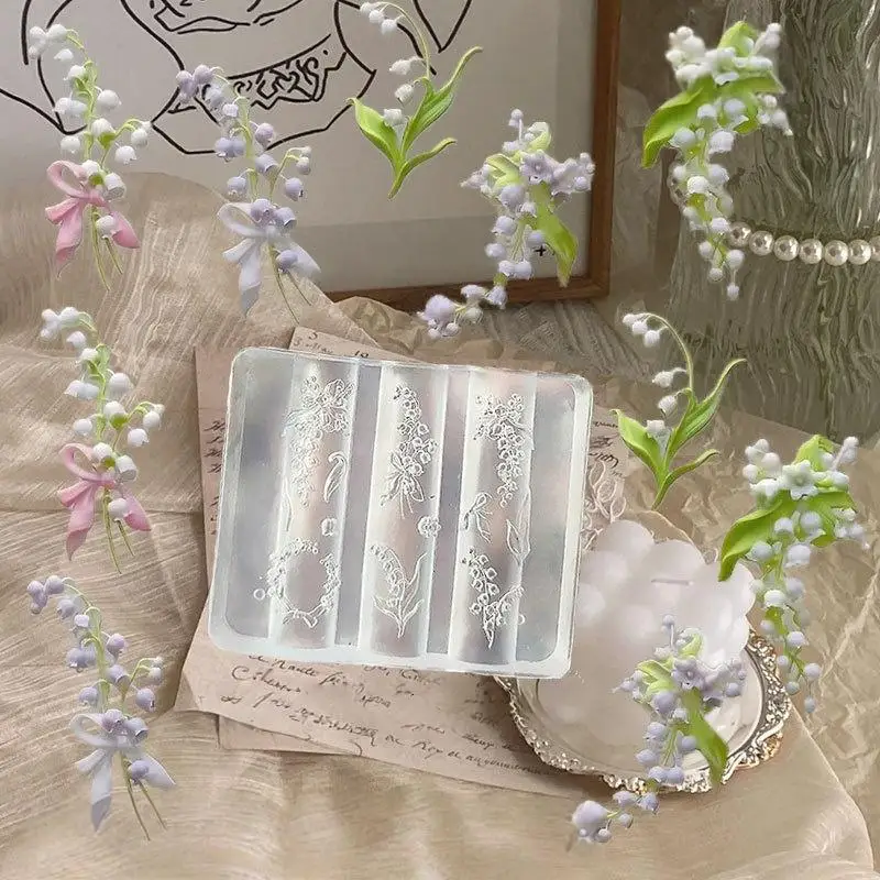 새로운 은방울꽃 3D 실리콘 네일 몰드 꽃 네일 아트 조각 몰드 템플릿 DIY 네일 아트 데코레이션 매니큐어 디자인 도구