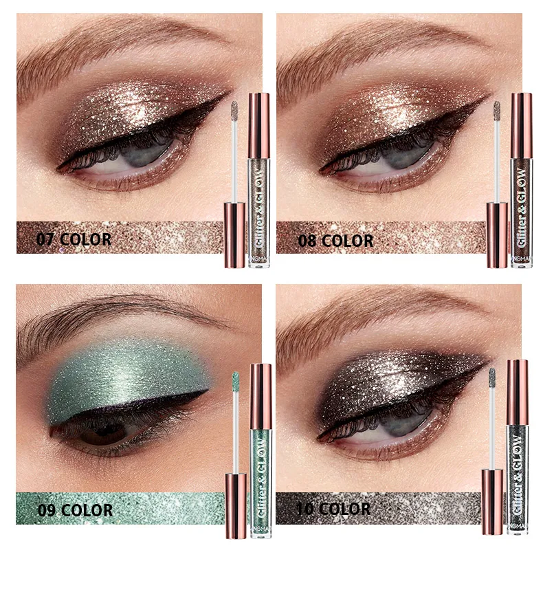 10-Piece Diamond Glitter Liquid Eyeshadow Set, Long-Lasting Shimmer, High-Pigment Sparkling Eye Makeup, Perfect for Glamorous