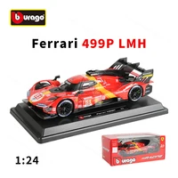Bburago 1:24 Ferrari 499P LMH 2023 24H Le Mans Champion Racing Sports Car Static Die Cast Vehicles Collectible Model Car Toys 1