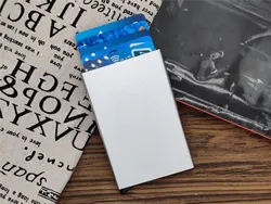 RFID Smart Minimalist Slim Wallet - Metal Card Holder (Silver)