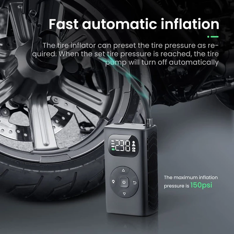 Bomba de aire portátil para inflar neumáticos de coche, compresor de aire recargable con pantalla LCD, portátil y 120PSI|Bomba - AliExpress