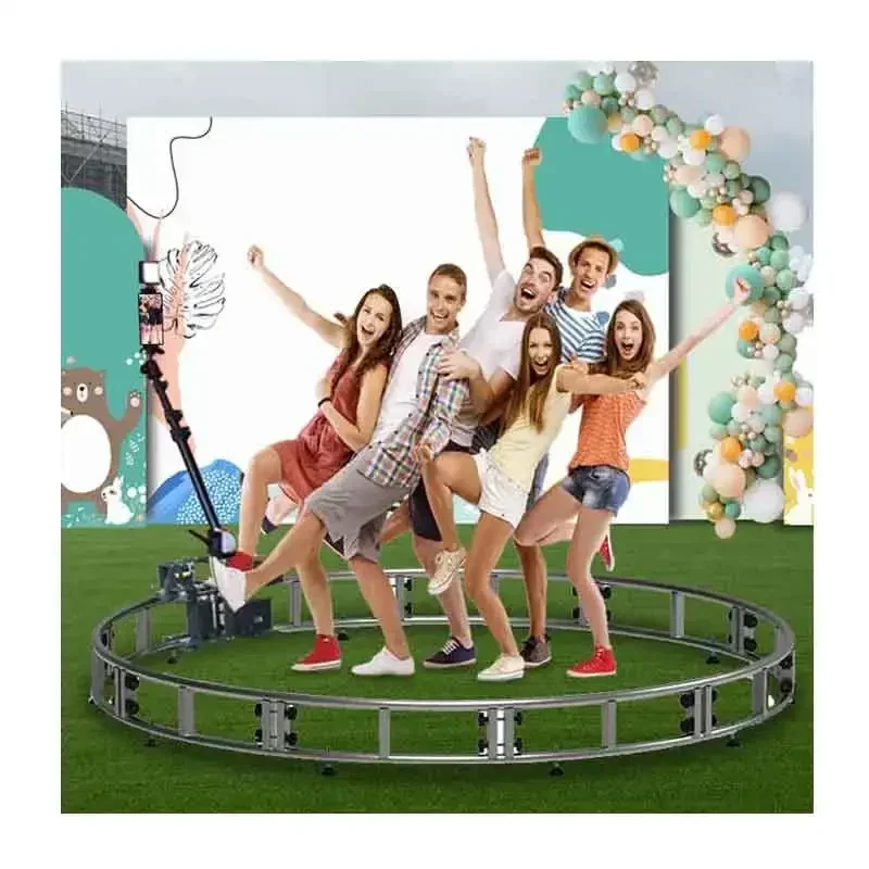 Large 360 Photo Booth Machine Multi-Person 360 Photobooth Camera Video Booth with LED Ring Light, Panoramic Shooting